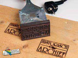 Voorbeeld brandstempel 75x50mm historisch archief